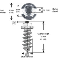 Igrip 1’’-25mm Shoulder Screw Studs Qty 200 - Snowmobile Collection