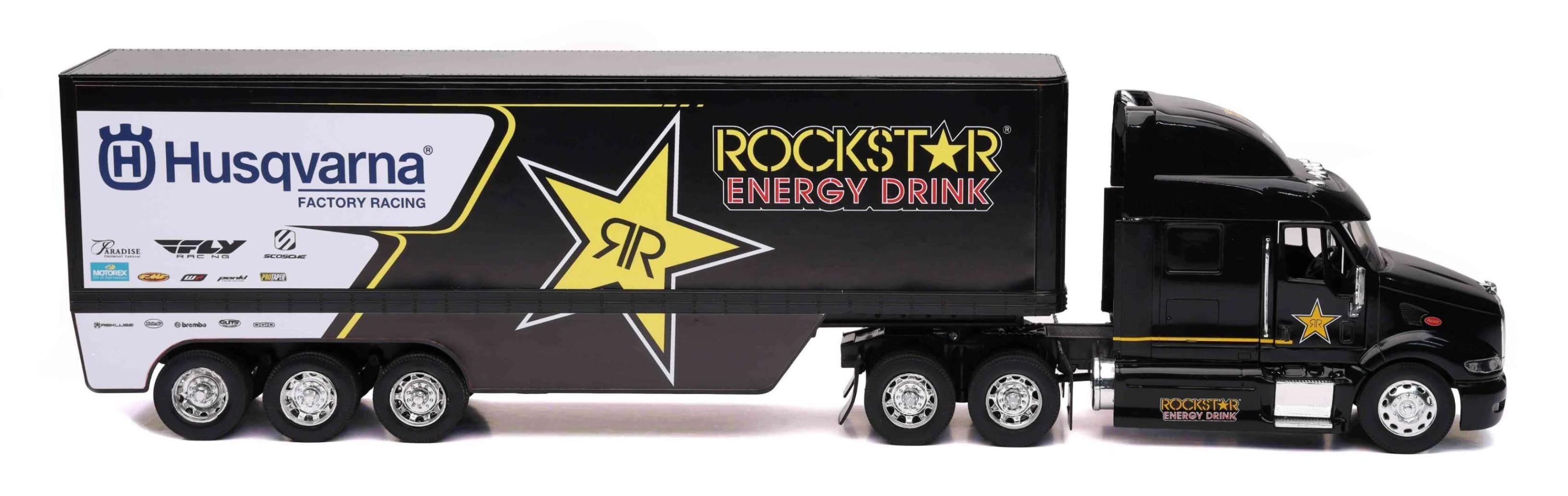 New-ray 1:32 Scale Rockstar Husqvarna Racing Transporter Rig - Apparel Collection