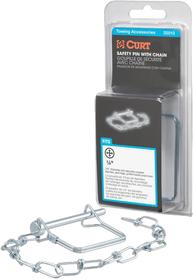 Curt 1/4’’ Safety Pin With 12’’ Chain 2-3/4’’ Length - Watercraft Collection