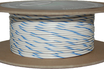 Namz Custom Cycle 100’ Spool 20-gauge Wire (white/blue Stripe) - Watercraft Collection