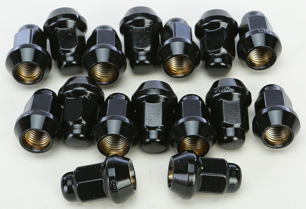 AWC 10mmx1.25 Tapered Lug Nuts Black 60’ 14mm Head 16/Pk - Wheel Components