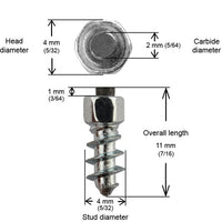Igrip 11mm Standard Screw Studs Qty 100 - Snowmobile Collection