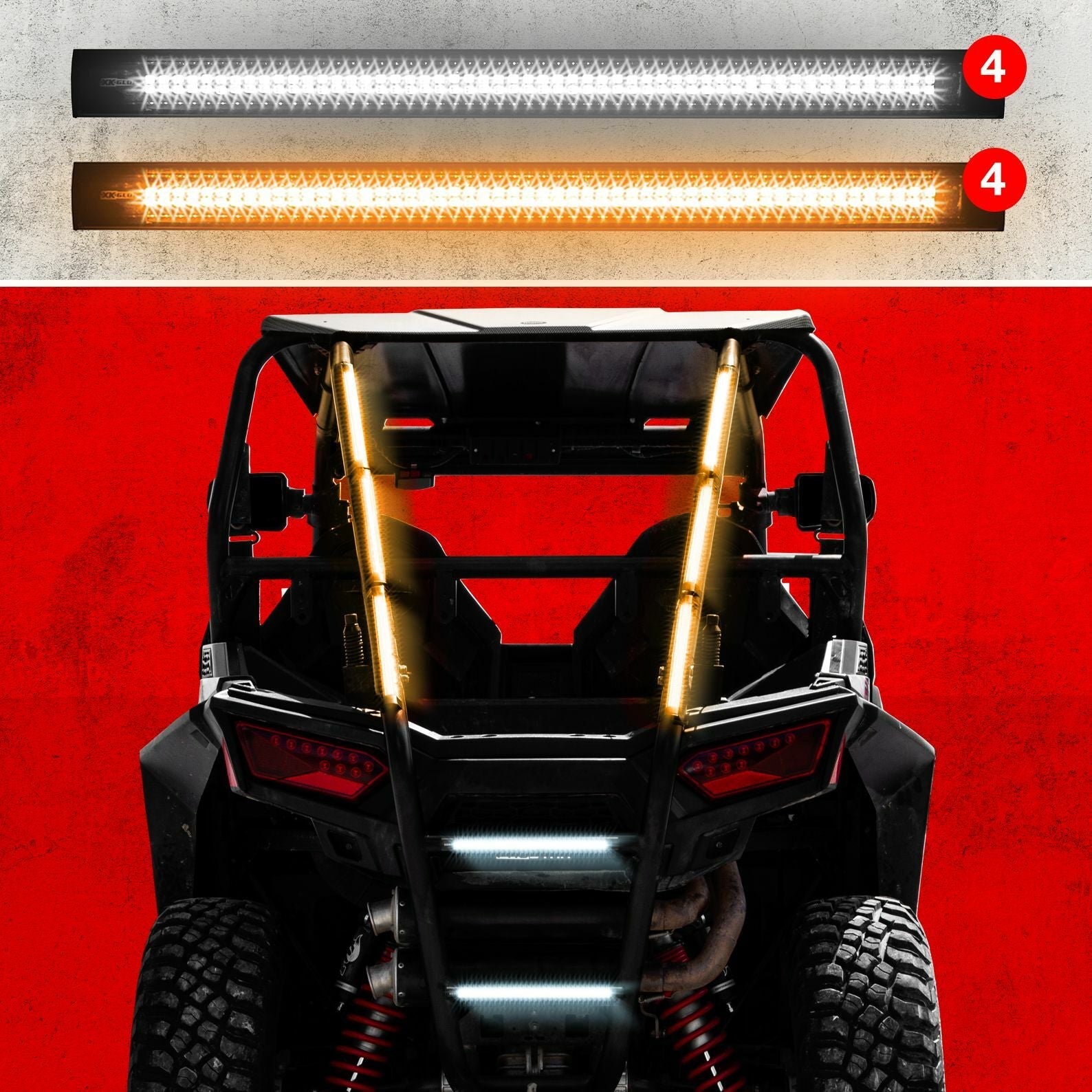 Xk Glow 12’’ Strobe Tube Lights Blue/red 8pc - Atv Performance Products