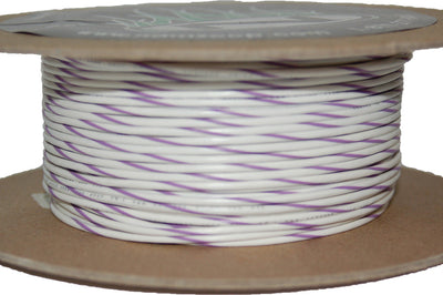 Namz Custom Cycle #18-gauge White/violet Stripe 100’ Spool Of Primary Wire - Watercraft Collection