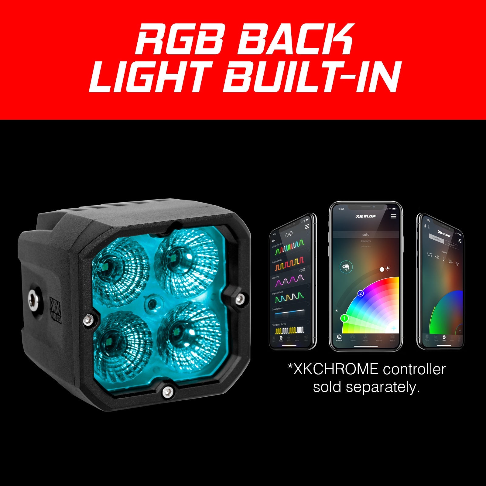 Xk Glow 20w Rgb Pod Lights Flood Beam Pr - Offroad Collection