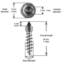 Igrip 25mm Standard Screw Studs Qty 1000 - Snowmobile Collection