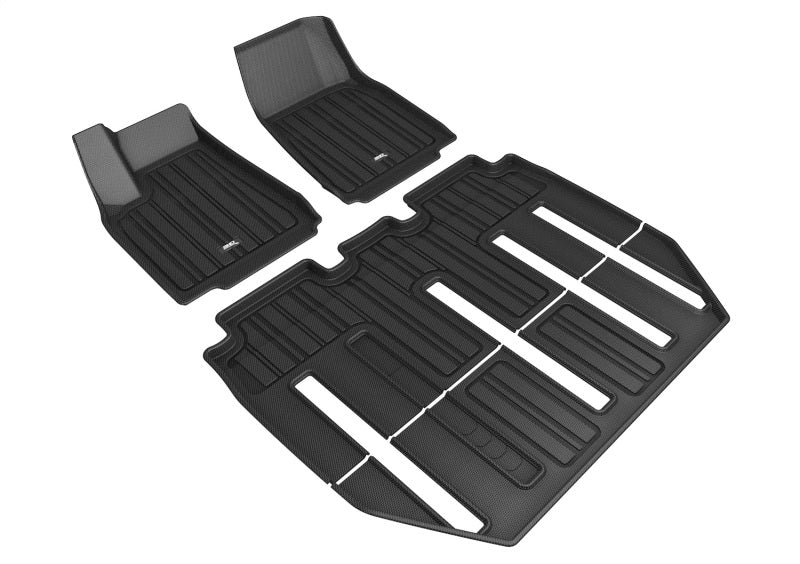 3D MAXpider Maxpider 17-21 Tesla Model X Folding 7-Seat Elitect 1st 2nd 3rd Row - Floor Mat Set (Black) - Mats