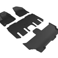 3D MAXpider 2017-2020 Chrysler Pacifica/Voyager Kagu 1st & 2nd 3rd Row Floormats - Black - Floor Mats