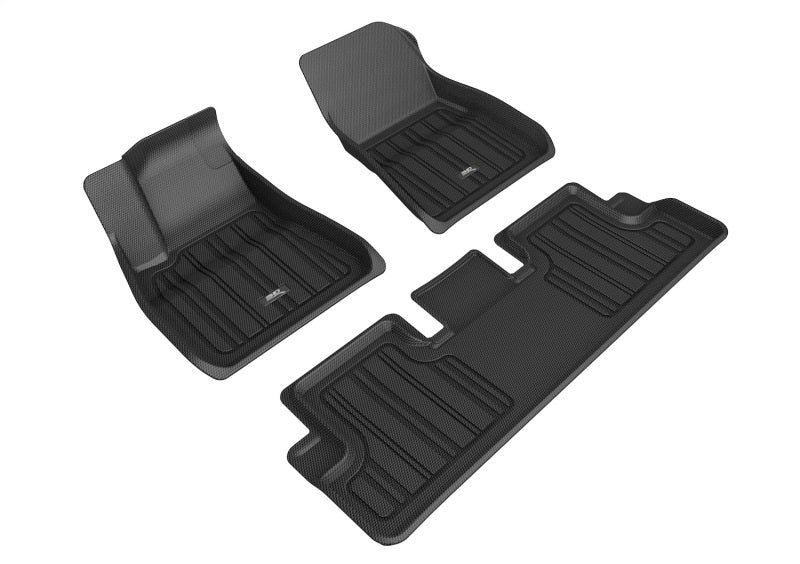 3D MAXpider 2020-2022 Tesla Model 3 Elitect 1st & 2nd Row Floormats - Black - Floor Mats