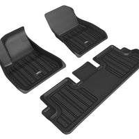 3D MAXpider 2020-2022 Tesla Model 3 Elitect 1st & 2nd Row Floormats - Black - Floor Mats