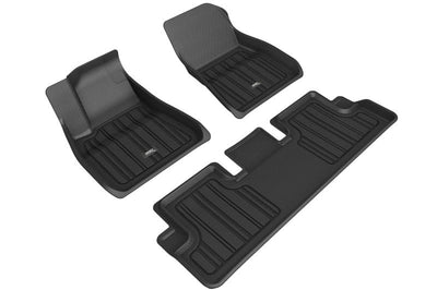 3D MAXpider 2020-2022 Tesla Model 3 Elitect 1st & 2nd Row Floormats - Black - Floor Mats
