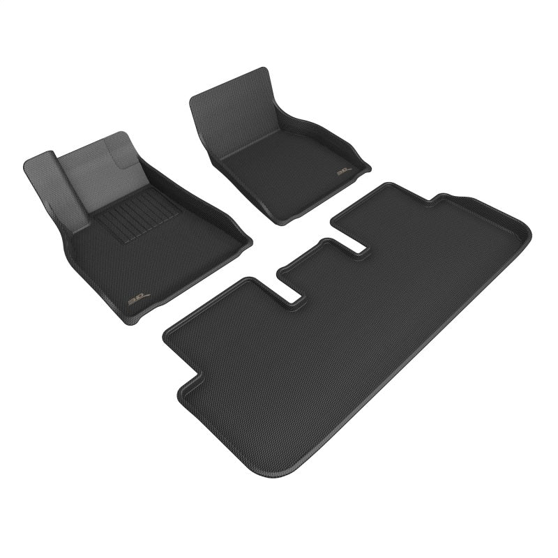 3D MAXpider 21-22 Tesla Model S Kagu 1st & 2nd Row Floormats - Black - Floor Mats