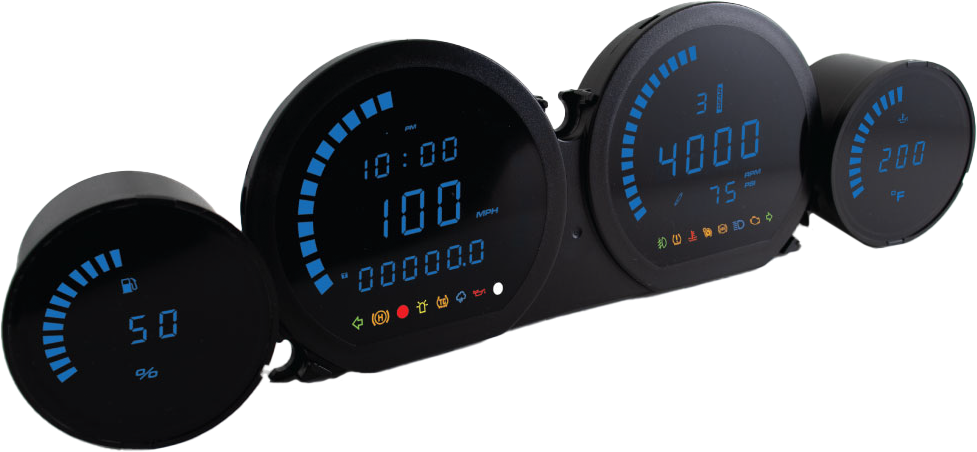Koso 4 Piece Blue Led Gauges `14-22 Flht Flhx Fltr