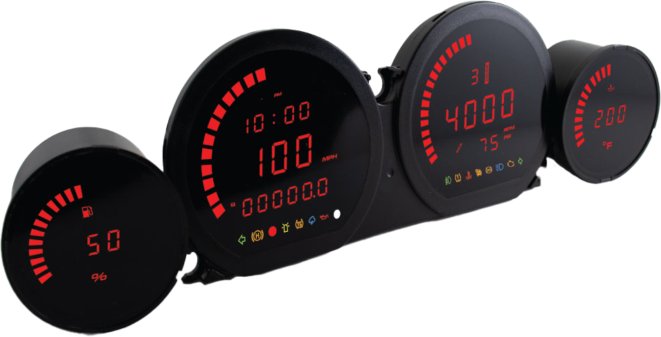 Koso 4 Piece Red Led Gauges `14-22 Flht Flhx Fltr