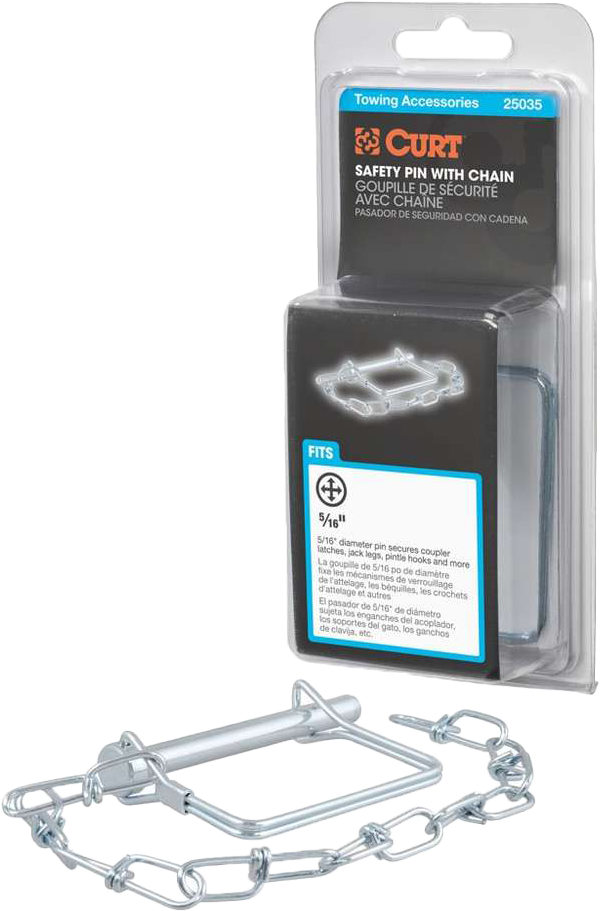 Curt 5/16’’ Safety Pin W/ 12’’ Chain 3’’ Length - Watercraft Collection