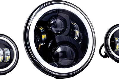 Letric Lighting Co 7’’ Led Hdlgt Kit Blk Halo W/ Mnt Adapter - Black - Harddrive Products