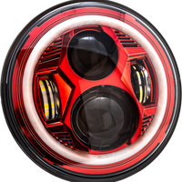 Letric Lighting Co 7’’ Led Headlight Red Halo Indian - Black - Harddrive Products