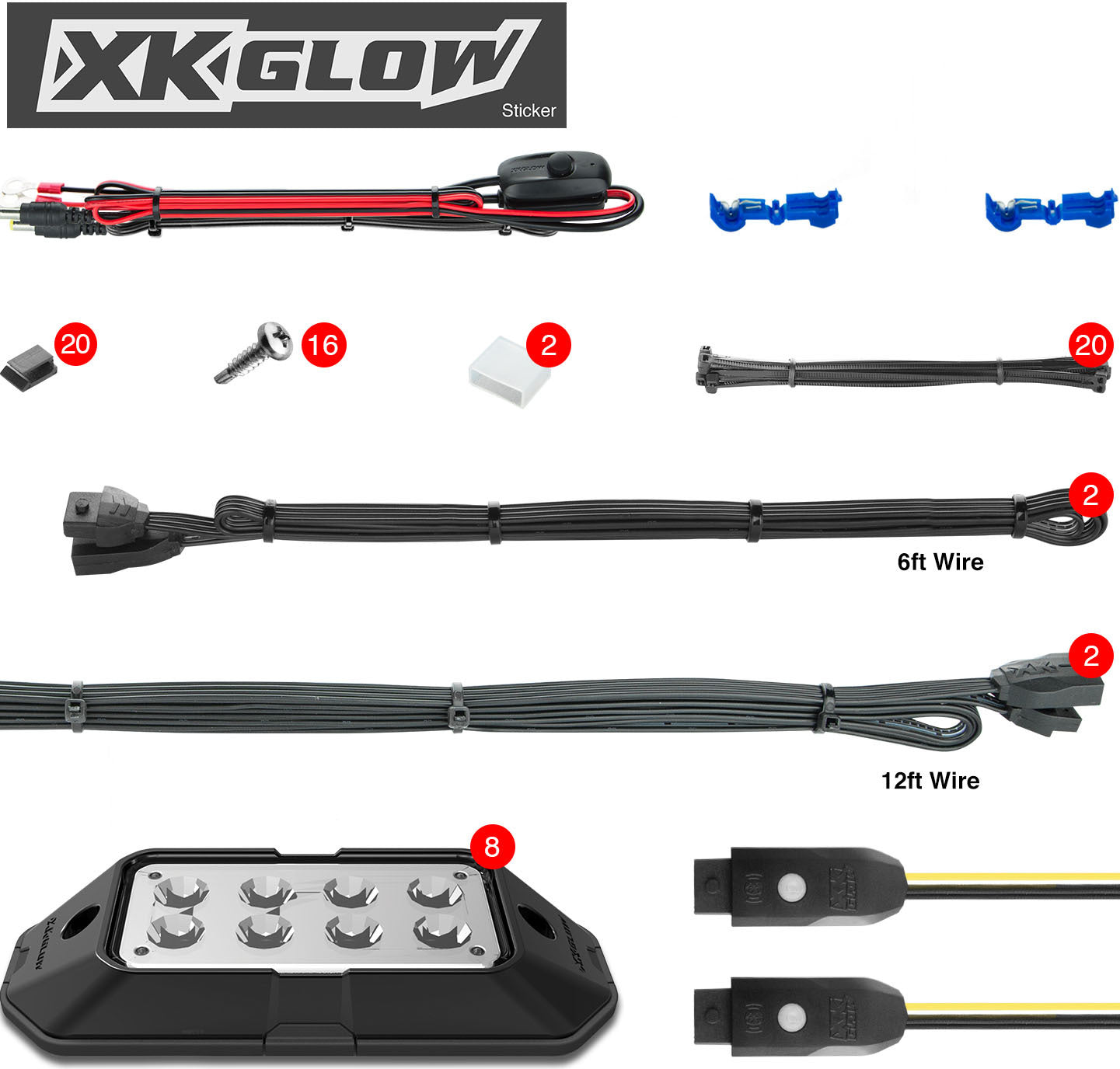 Xk Glow 8pc Rgb Rock Light - Atv Performance Products