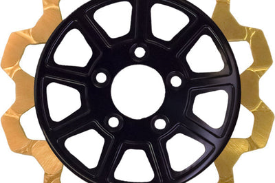 Lyndall Brakes 9 Spoke Rotor Rear Blk/gold Bow Tie 11.8’’ 7mm - Black/Gold - Harddrive Products