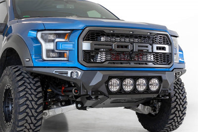 Addictive Desert Designs 17-20 Ford F-150 Raptor Bomber Front Bumper w/ 4 Rigid 360 6in Round Mounts - Bumpers Grilles