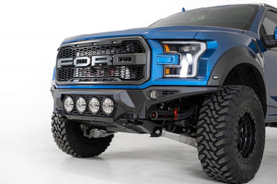 Addictive Desert Designs 17-20 Ford F-150 Raptor Bomber Front Bumper w/ 4 Rigid 360 6in Round Mounts - Bumpers Grilles