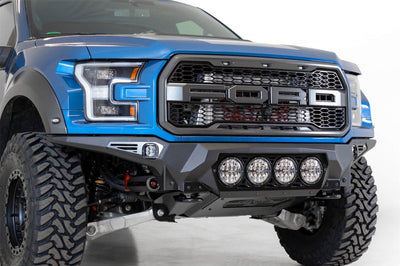 Addictive Desert Designs 17-20 Ford F-150 Raptor Bomber Front Bumper w/ 4 Rigid 360 6in Round Mounts - Bumpers Grilles