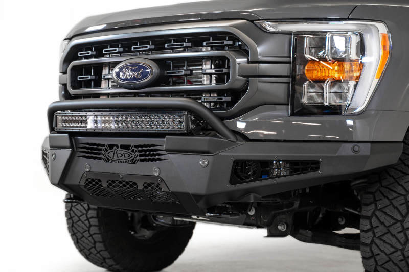 Addictive Desert Designs 2021 Ford F-150 HoneyBadger Front Bumper w/o Top Hoop - Bumpers Grilles & Guards