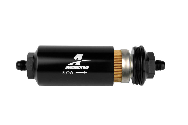 Aeromotive In-Line Filter - (AN-6 Male) 10 Micron Fabric Element Bright Dip Black Finish - Fuel Delivery
