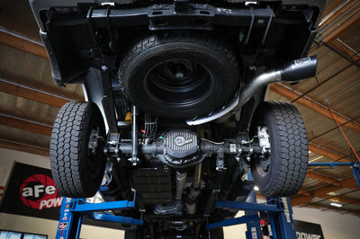 aFe Apollo GT Series 3-1/2in 409 SS Axle-Back Exhaust 17-20 Ford F-250/F-350 Black Tips w/o Muffler - Mufflers &