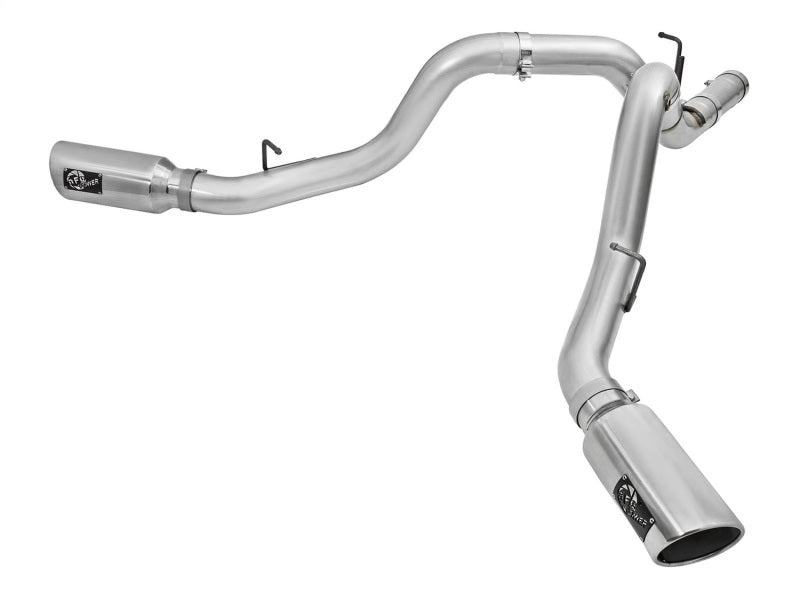 aFe Atlas Exhaust 4in Dual DPF-Back Al Steel w/ Pol Tips 16-17 GM Diesel Truck V8-6.6L (td) LML - Mufflers &