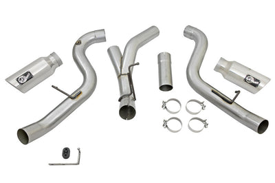 aFe Atlas Exhaust 4in Dual DPF-Back Al Steel w/ Pol Tips 16-17 GM Diesel Truck V8-6.6L (td) LML - Mufflers &