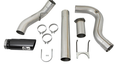 aFe Large Bore-HD 5in DPF Back 409 SS Exhaust System w/Black Tip 2017 Ford Diesel Trucks V8 6.7L(td) - Mufflers & Tips