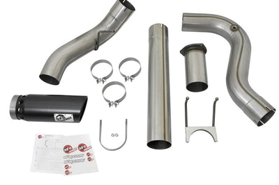 aFe Large Bore-HD 5in DPF Back 409 SS Exhaust System w/Black Tip 2017 Ford Diesel Trucks V8 6.7L(td) - Mufflers & Tips