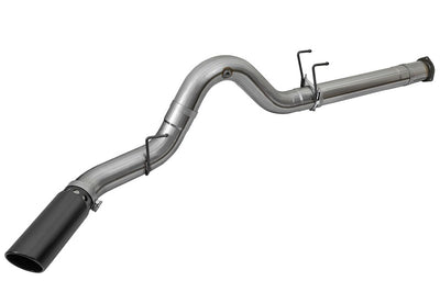 aFe Large Bore-HD 5in DPF Back 409 SS Exhaust System w/Black Tip 2017 Ford Diesel Trucks V8 6.7L(td) - Mufflers & Tips