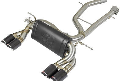 aFe MACH Force-Xp 2-1/2in Stainless Steel Axle Back Exhaust w/CF 15-19 BMW M3/M4 (F80/82/83) - Mufflers & Tips