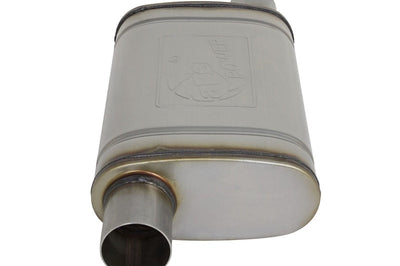 aFe MACH Force-Xp 409 SS Muffler 2.5in Offset Inlet/2.5in Outlet 14in L x 9in W 4in H Body - Exhaust Mufflers & Tips