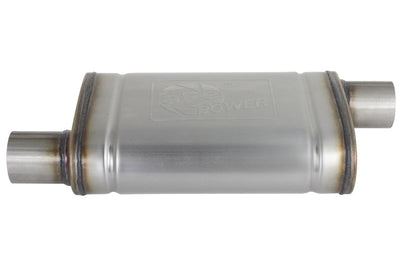 aFe MACH Force-Xp 409 SS Muffler 2.5in Offset Inlet/2.5in Outlet 14in L x 9in W 4in H Body - Exhaust Mufflers & Tips