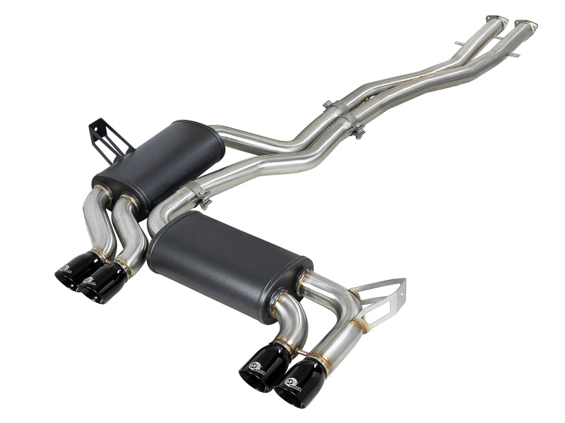 aFe MACH ForceXP 2.5 IN 304 Stainless Steel Cat-Back Exhaust System w/ Black Tips 01-06 BMW M3 (E46) - Mufflers &