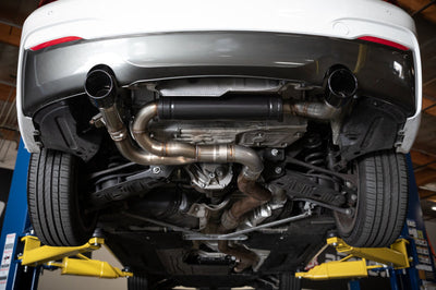 aFe MACHForce XP 3in to 2.5in 304 SS Axle-Back Exhaust w/ Polished Tips 14-16 BMW M235i - Mufflers &