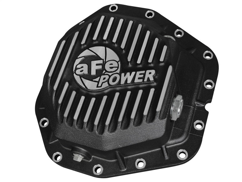 aFe Power Rear Diff Cover Black w/Machined Fins 17 Ford F-350/F-450 6.7L (td) Dana M300-14 (Dually) - Drivetrain