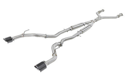 aFe POWER Takeda 2.5in 304 SS CB Exhaust w/ Carbon Fiber Tips 17-19 Infiniti Q60 V6-3.0L (tt) - Mufflers &