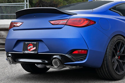 aFe POWER Takeda 2.5in 304 SS CB Exhaust w/ Carbon Fiber Tips 17-19 Infiniti Q60 V6-3.0L (tt) - Mufflers &