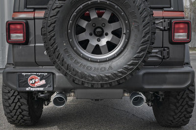 aFe Rebel Series 409 Stainless Steel Cat-Back Exhaust 18-21 Jeep Wrangler JL 2.0L (t) - Black Tip - Mufflers & Tips