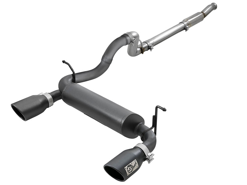 aFe Rebel Series 409 Stainless Steel Cat-Back Exhaust 18-21 Jeep Wrangler JL 2.0L (t) - Black Tip - Mufflers & Tips