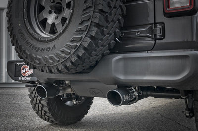 aFe Rebel Series 409 Stainless Steel Cat-Back Exhaust 18-21 Jeep Wrangler JL 2.0L (t) - Black Tip - Mufflers & Tips
