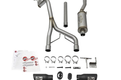 aFe Rebel Series CB 2.5in Dual Center Exit SS Exhaust w/ Black Tips 07-15 Jeep Wrangler 3.6L/3.8L V6 - Mufflers &
