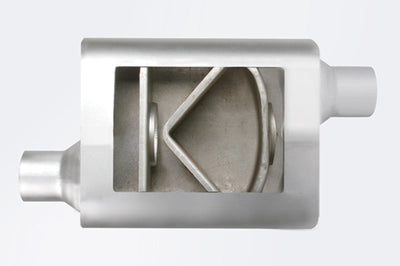 aFe Scorpion Replacement Alum Steel Muffler 2-1/2in In/Out Baffled Offset/Offset 13inL x10inW x4inH - Exhaust Mufflers