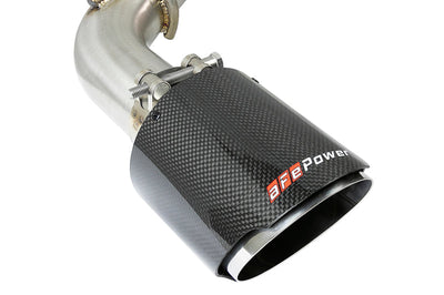 aFe Takeda 2.5in 304 SS Cat-Back Exhaust System w/ Carbon Fiber Tips 16-18 Infiniti Q50 V6-3.0L (tt) - Mufflers &