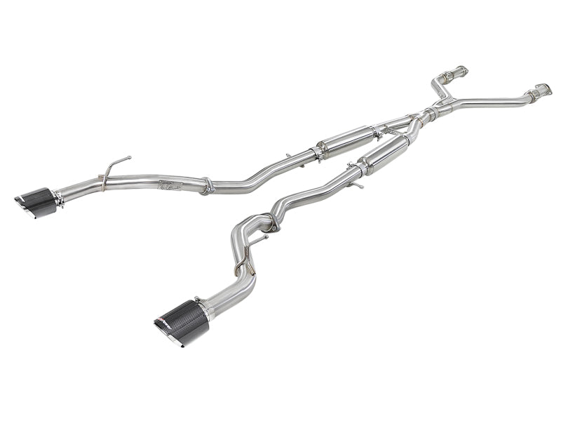aFe Takeda 2.5in 304 SS Cat-Back Exhaust System w/ Carbon Fiber Tips 16-18 Infiniti Q50 V6-3.0L (tt) - Mufflers &