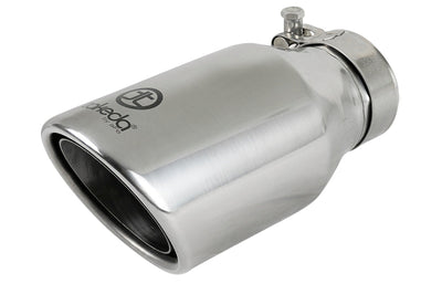 aFe Takeda 304 Stainless Steel Clamp-On Exhaust Tip 2.5in. Inlet / 4in. Outlet / 8in. L - Polished - Mufflers & Tips